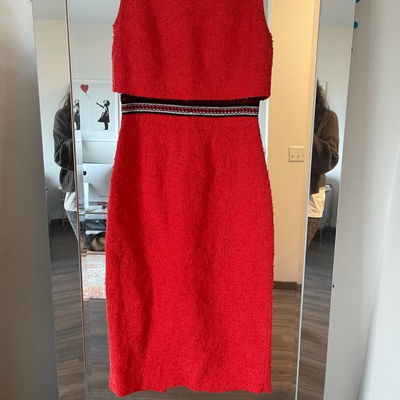 Oscar de la Renta Vintage Red Tweed Shift Dress 6 - Picture 6 of 6